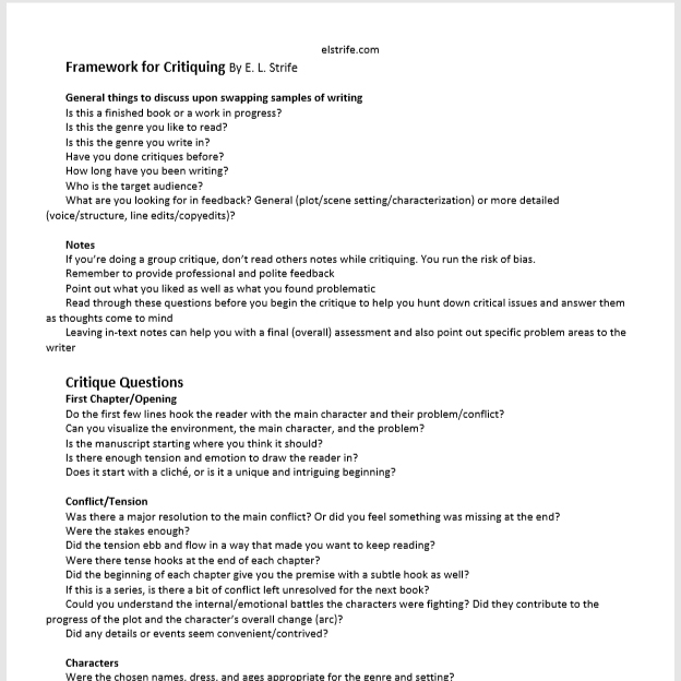Critique Cheat Sheet